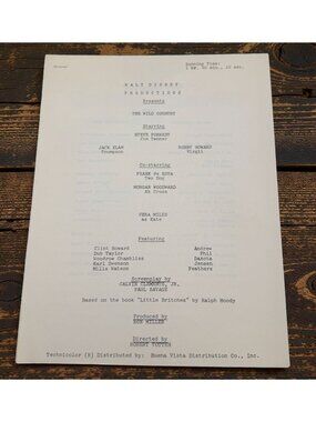 Walt Disney Production The Wild Country Production Story Packet Vintage 1960s